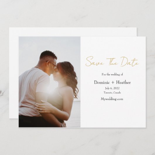 Minimalistische en chique foto save the date (Voorkant / Achterkant)