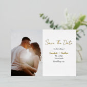 Minimalistische en chique foto sparen de datum folie uitnodiging (Staand Voorkant)