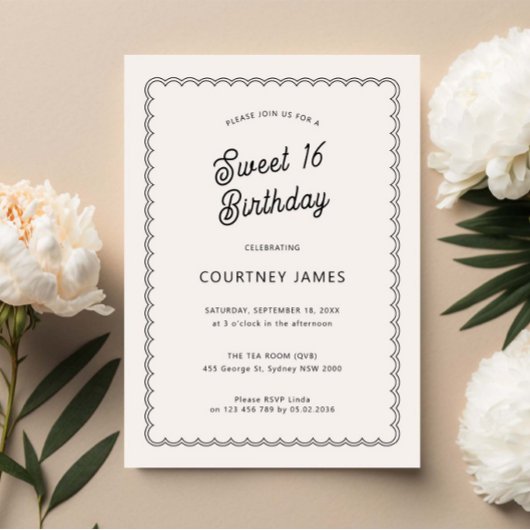 Minimalistische en eenvoudige 16T-verjaardagsfeest Kaart