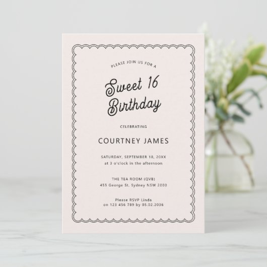 Minimalistische en eenvoudige 16T-verjaardagsfeest Kaart (Staand voorkant)