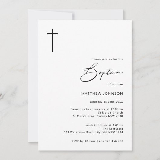 Minimalistische en eenvoudige doopdoop kaart (Voorkant)