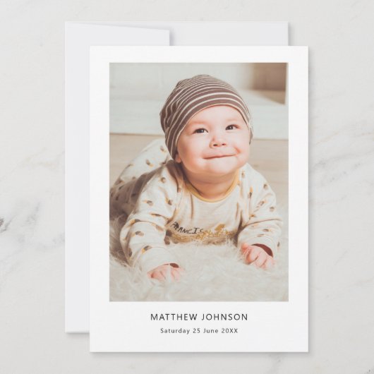 Minimalistische en eenvoudige doopdoop kaart (Achterkant)