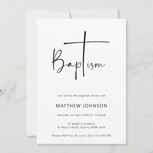 Minimalistische en eenvoudige doopdoop kaart (Voorkant)