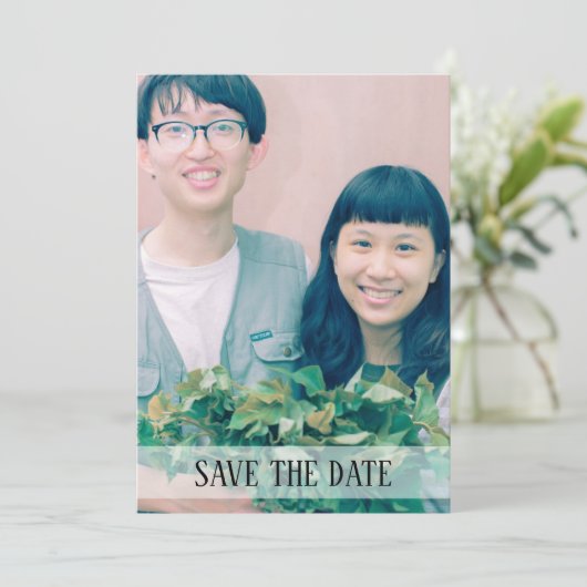 Minimalistische en eenvoudige foto's opslaan de da save the date (Staand voorkant)