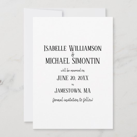 Minimalistische en eenvoudige foto's opslaan de da save the date (Achterkant)