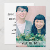 Minimalistische en eenvoudige foto's opslaan de da save the date (Voorkant / Achterkant)