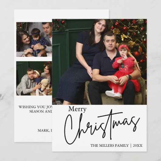 Minimalistische en eenvoudige kerst fotocollage kaart (Voorkant / Achterkant)