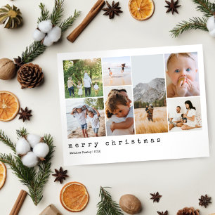 Minimalistische en eenvoudige typemachine kerstfot feestdagenkaart