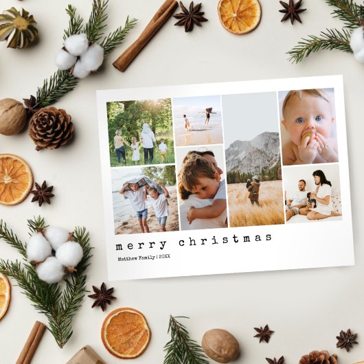 Minimalistische en eenvoudige typemachine kerstfot feestdagenkaart