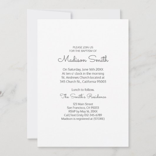 Minimalistische en eenvoudige uitnodiging voor fot (Achterkant)