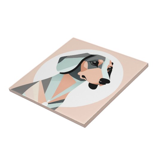 Minimalistische en elegante geometrische teckel tegeltje (Zijkant)