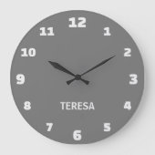 Minimalistische en Elegante Grijs en Alabaster Naa Grote Klok (Voorkant)