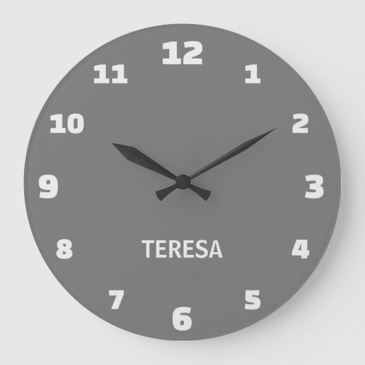 Minimalistische en Elegante Grijs en Alabaster Naa Grote Klok (Voorkant)