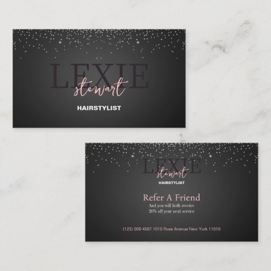 Minimalistische en Elegante Hair Stylist Verwijzin Visitekaartje (Voorkant / Achterkant)