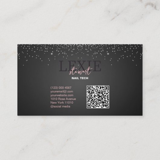 Minimalistische en Elegante Nail Tech QR Code Visitekaartje (Achterkant)