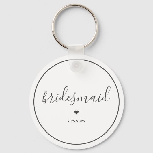 Minimalistische en elegante scriptbridesmaid sleutelhanger (Voorkant)