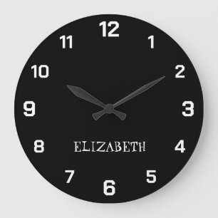 Minimalistische en elegante zwart-witnaam grote klok