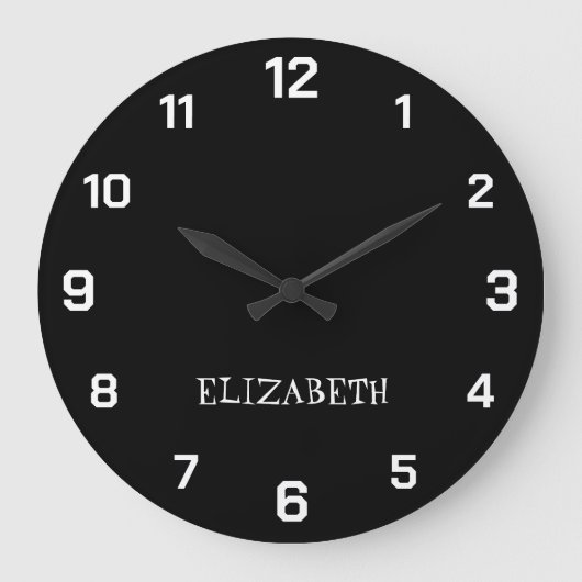 Minimalistische en elegante zwart-witnaam grote klok (Voorkant)