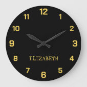 Minimalistische en Elegante Zwarte Mosterd Gele Na Grote Klok (Voorkant)