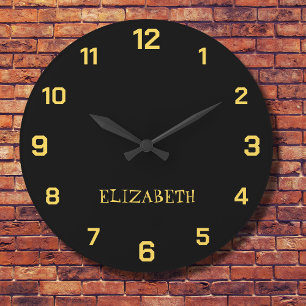 Minimalistische en Elegante Zwarte Mosterd Gele Na Grote Klok