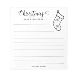 Minimalistische en Festive Kerstsok Lijnkunst Notitieblok