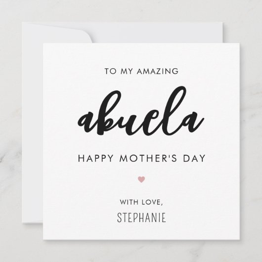 Minimalistische en moderne Abuela oma Moederdag Kaart (Voorkant)