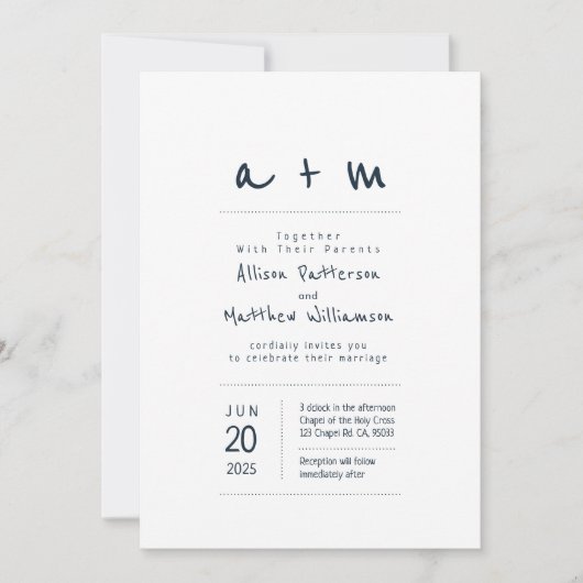 Minimalistische en moderne bruiloft uitnodiging (Voorkant)