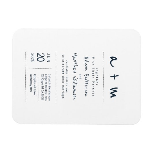 Minimalistische en moderne bruiloft uitnodiging magneet (Horizontaal)