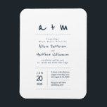 Minimalistische en moderne bruiloft uitnodiging magneet<br><div class="desc">Samengesteld uit eenvoudige stippen met speels script en sans serif typografie. Allemaal tegen een achtergrond van puur wit. Deze elementen zijn eenvoudig,  modern,  speels en licht. Perfect voor een marine thema bruiloft. Dit is ontworpen door White Paper Birch Co. exclusief voor Zazzle. Beschikbaar hier: http://www.zazzle.com/whitepaperbirch</div>