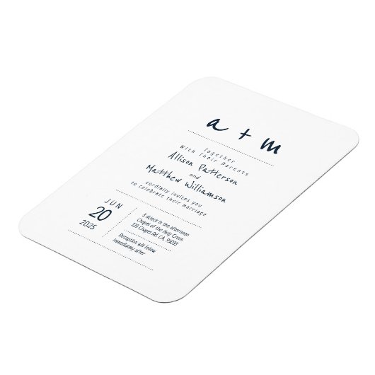 Minimalistische en moderne bruiloft uitnodiging magneet (Linkerzijde)