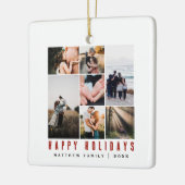 Minimalistische en moderne familiefotocollage keramisch ornament (Links)