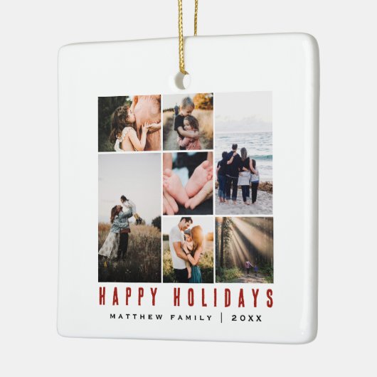 Minimalistische en moderne familiefotocollage keramisch ornament (Links)