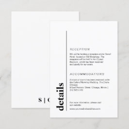 Minimalistische en moderne gedurfde trouwinformati informatiekaartje