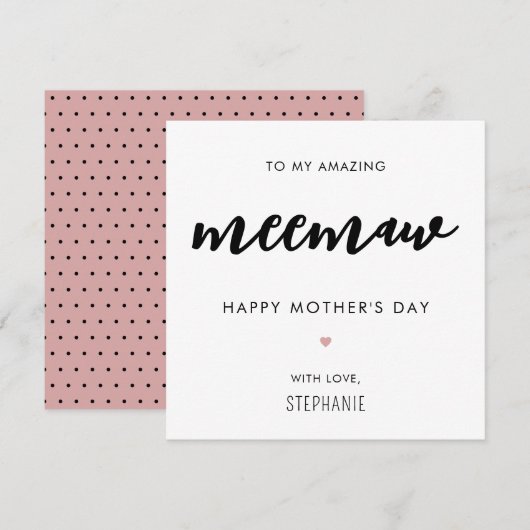 Minimalistische en moderne Meemaw oma Moederdag Kaart (Voorkant / Achterkant)