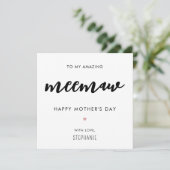 Minimalistische en moderne Meemaw oma Moederdag Kaart (Staand voorkant)