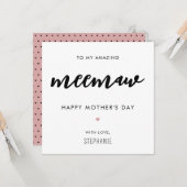 Minimalistische en moderne Meemaw oma Moederdag Kaart (Voorkant / Achterkant in situ)