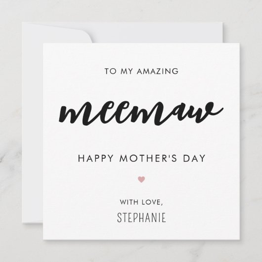 Minimalistische en moderne Meemaw oma Moederdag Kaart (Voorkant)