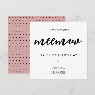Minimalistische en moderne Meemaw oma Moederdag Kaart