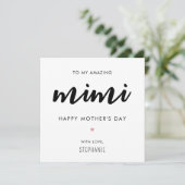 Minimalistische en moderne Mimi oma Moederdag Kaart (Staand voorkant)