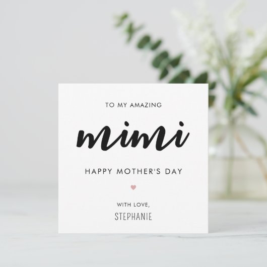 Minimalistische en moderne Mimi oma Moederdag Kaart (Staand voorkant)