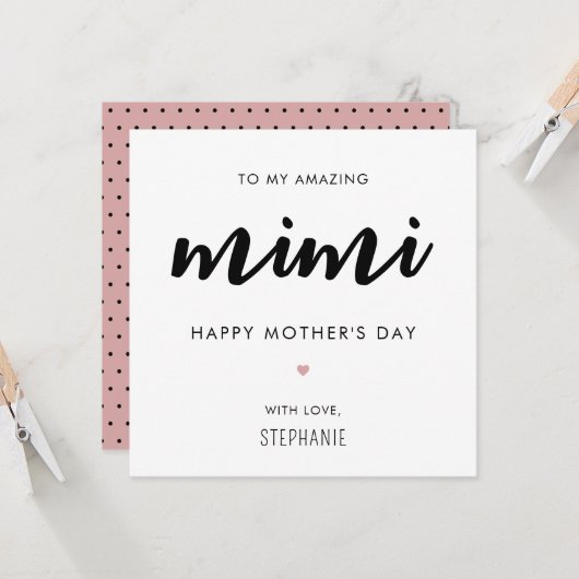 Minimalistische en moderne Mimi oma Moederdag Kaart (Voorkant / Achterkant in situ)