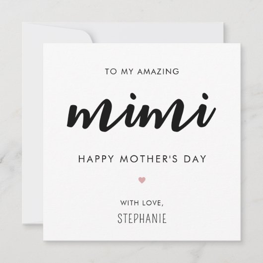 Minimalistische en moderne Mimi oma Moederdag Kaart (Voorkant)