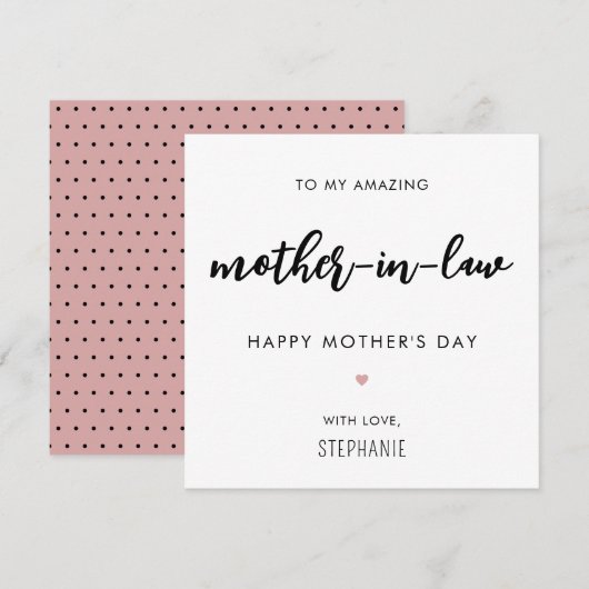 Minimalistische en moderne moeder in de wet Moeder Kaart (Voorkant / Achterkant)