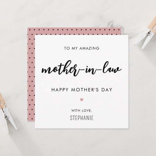 Minimalistische en moderne moeder in de wet Moeder Kaart (Voorkant / Achterkant in situ)