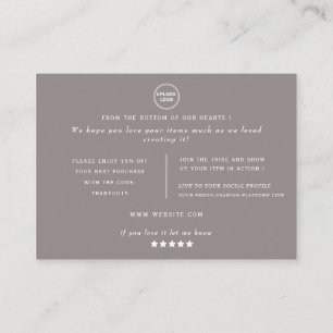 Minimalistische en moderne orde bedankt met logo visitekaartje