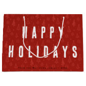 Minimalistische en moderne rode kerstboomfamilie groot cadeauzakje (Voorkant)