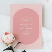 Minimalistische en moderne roze Save The Date kaar