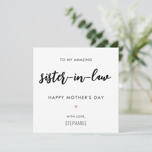 Minimalistische en moderne schoonzus Moederdag Kaart (Staand voorkant)