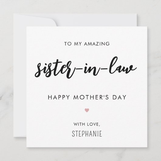 Minimalistische en moderne schoonzus Moederdag Kaart (Voorkant)