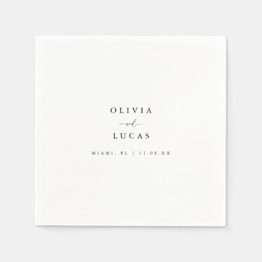 Minimalistische en stijlvolle witte bruiloft servet (Voorkant)